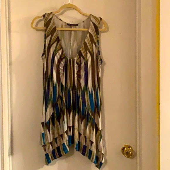 Multi colored gathered V neck top Medium - Picture 1 of 4